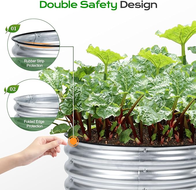 Aoodor 2 Pack 17" Tall 24" Metal Raised Garden Bed, Outdoor Planter Box and Raised Garden Kit for Vegetables, Flowers, and Herbs, Silver