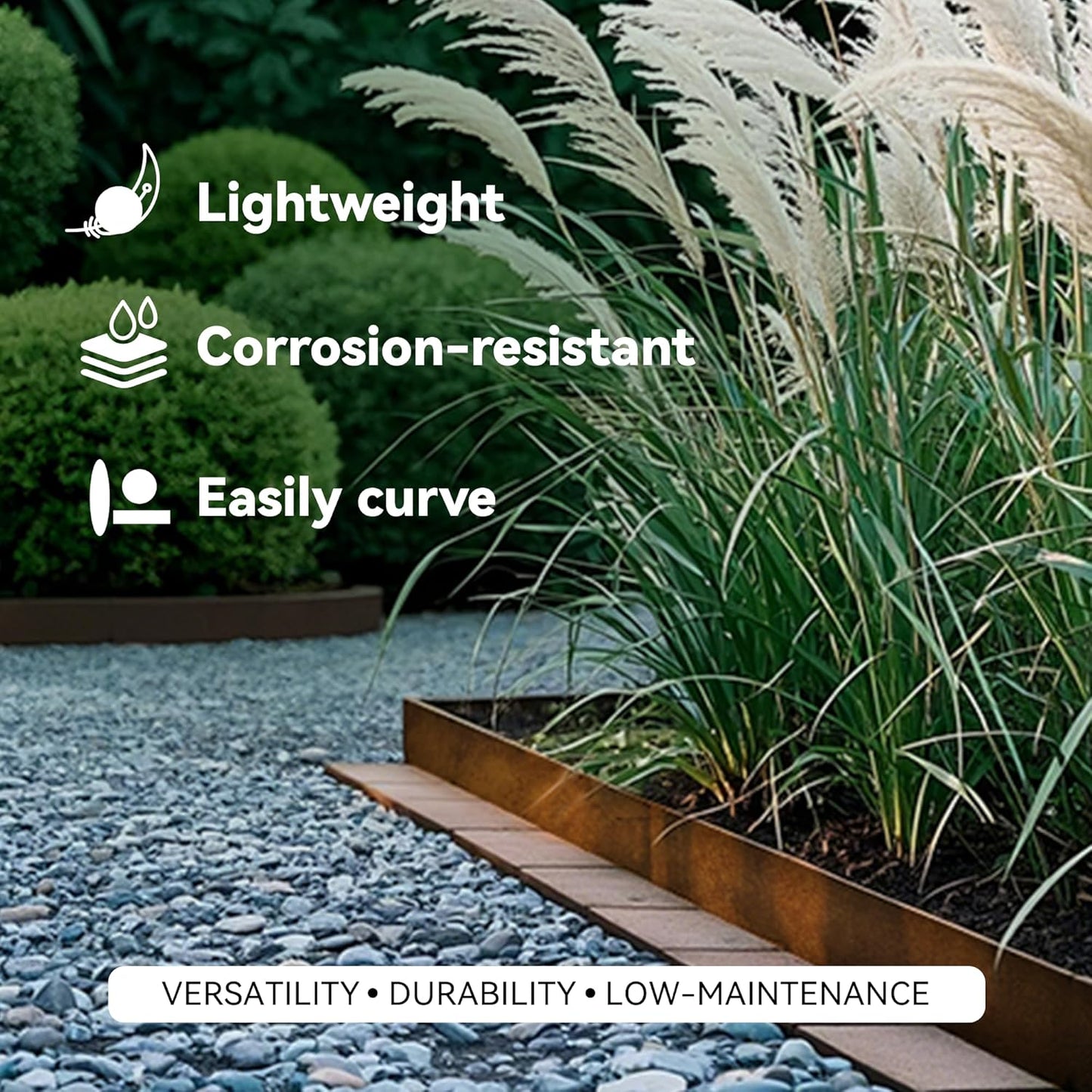 Worth Galvanized Steel Landscape Edging 6" x25' Metal Garden Edging Roll Flexible Bender Border with 8Pcs Stakes for Lawn, Flower Bed Edges, Rust-Like Color