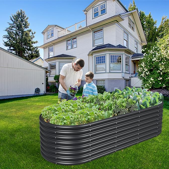 FRIZIONE 8FT(L)×3FT(W)×2FT(H) Raised Garden Bed Outdoor,Raised Garden Beds for Flower, Raised Planter Box Outdoor for Herb, Vegetable-Gray