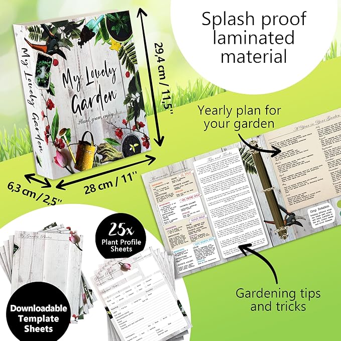 Gardening Starter Kit with Vegetable Planting Chart & Gardening Binder