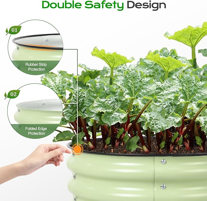 Aoodor 17" Tall 24" Metal Raised Garden Bed, Outdoor Planter Box and Raised Garden Kit for Vegetables, Flowers, and Herbs, Green