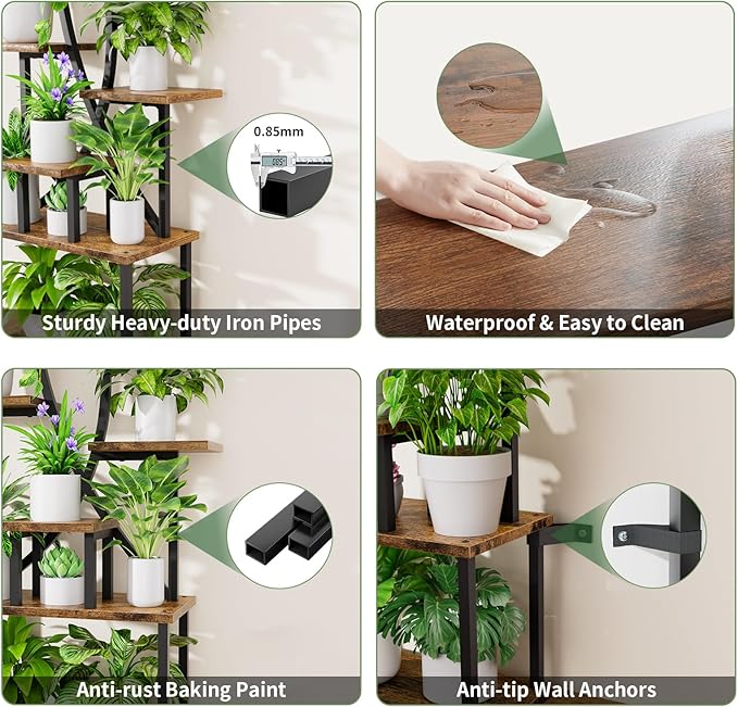 Plant Stand Indoor with Grow Lights, 8 Tiered Tall Plant Shelf for Indoor Plants Multiple, 65" Large Corner Shelves Metal Curved Flower Holder Display Rack for Living Room Patio Balcony, White