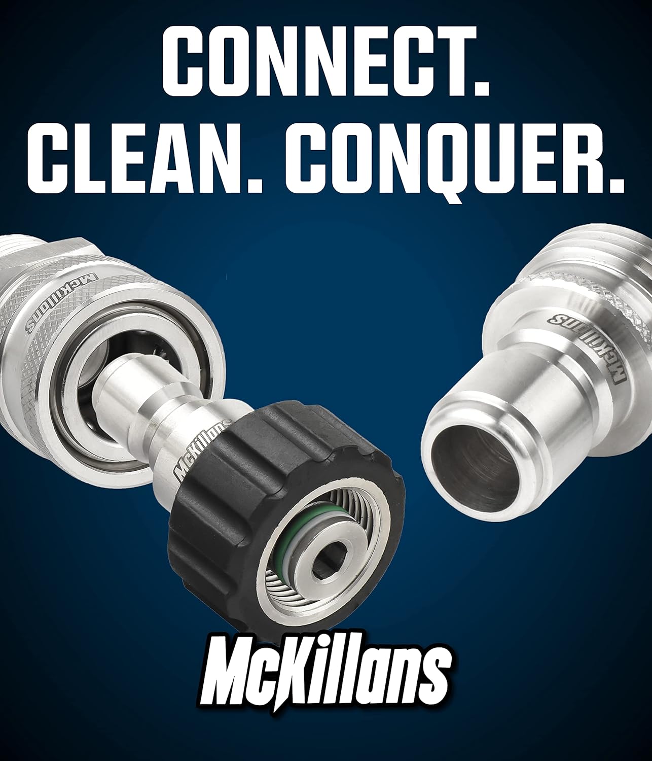 McKillans® M22-15mm Pressure Washer Quick Connect Kit, M22-15mm to 3/8" Male Female Quick Disconnect Kit for Power Washer (Stainless Steel)