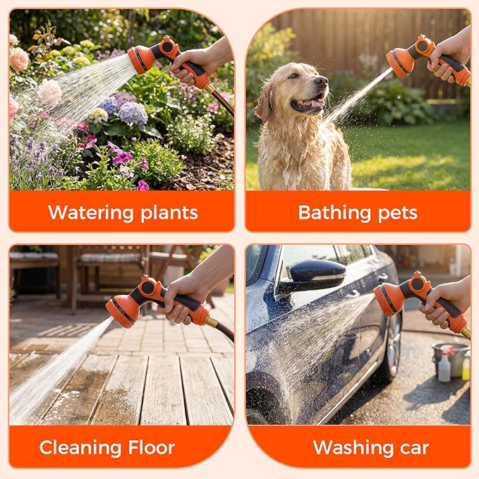 Upgraded Retractable Garden Hose Reel 1/2 inch x 155 ft Any Length Lock 9 Pattern Nozzle Metal Bracket Wall-Mounted Automatic Slow Return 180° Swivel UV Resistant Heavy Duty Hose Reels for Outside