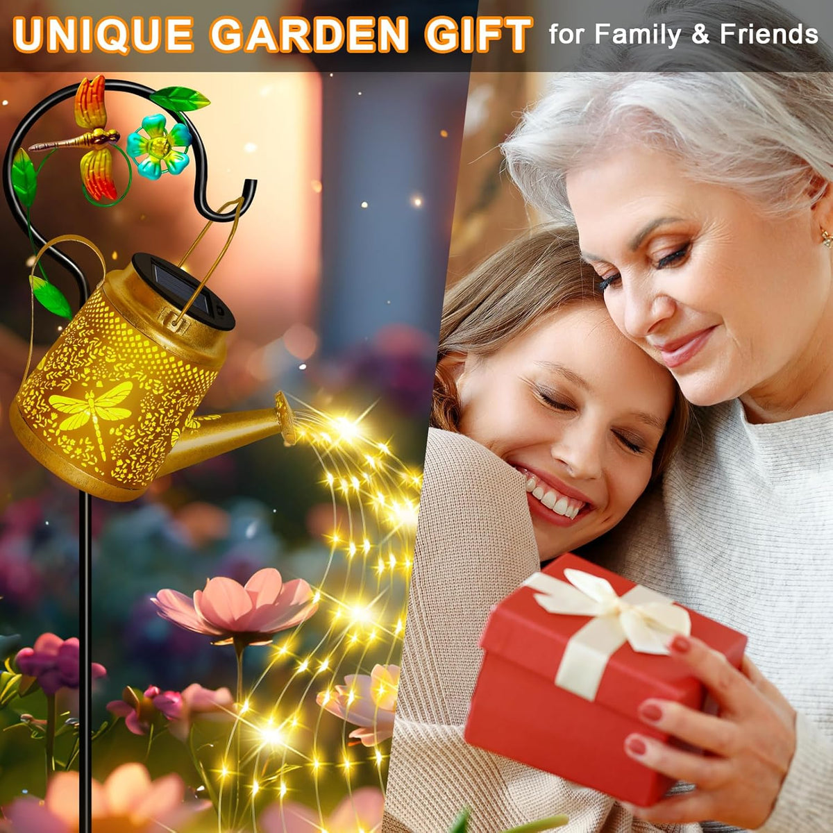 Dragonfly Solar Watering Can Lights, Outdoor Waterproof Outdoor Lantern with Shepherd Hook, Solar Garden Decor for Yard Outdoor Landscape Patio, Mothers Day Gifts Gift for Women Mom Grandma