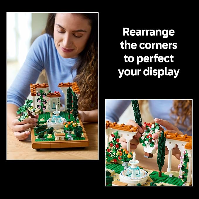 LEGO Icons Fountain Garden Building Set - DIY Kit for Adults, Ages 18+ - Miniature Craft Building Blocks for Home Decor, Display - Gift for Birthdays - with Cypress Trees and Grape Vines - 10359