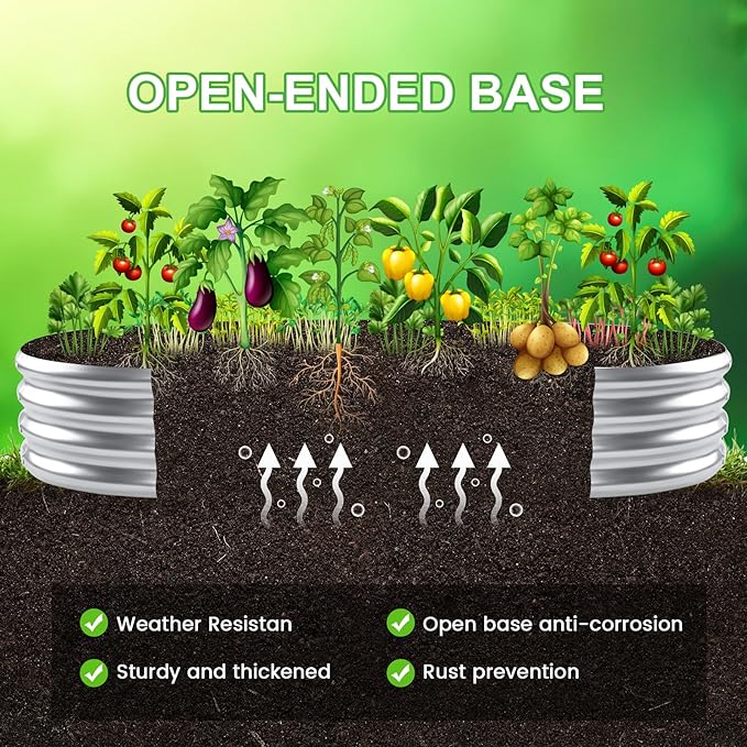 AHEONLAR 2pack 6×3×1ft Raised Garden Bed,Outdoor Galvanized Planter Boxes, Oval Large Metal Raised Garden Beds for Vegetables