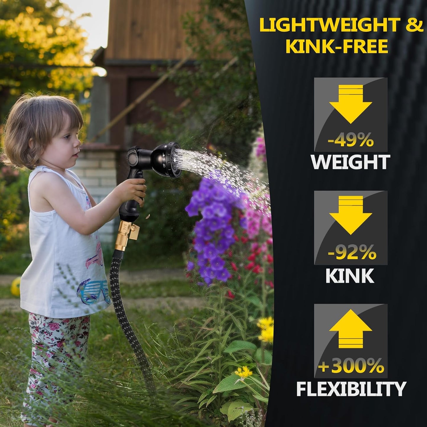 50 FT Garden Hose Expandable Hose-2025 Upgraded Flexible Water Hose, Car Wash Hose with Extra-Strong Brass Connectors,Superior Strength-4-Layers Latex - Kink-less Lightweight Expanding Hose