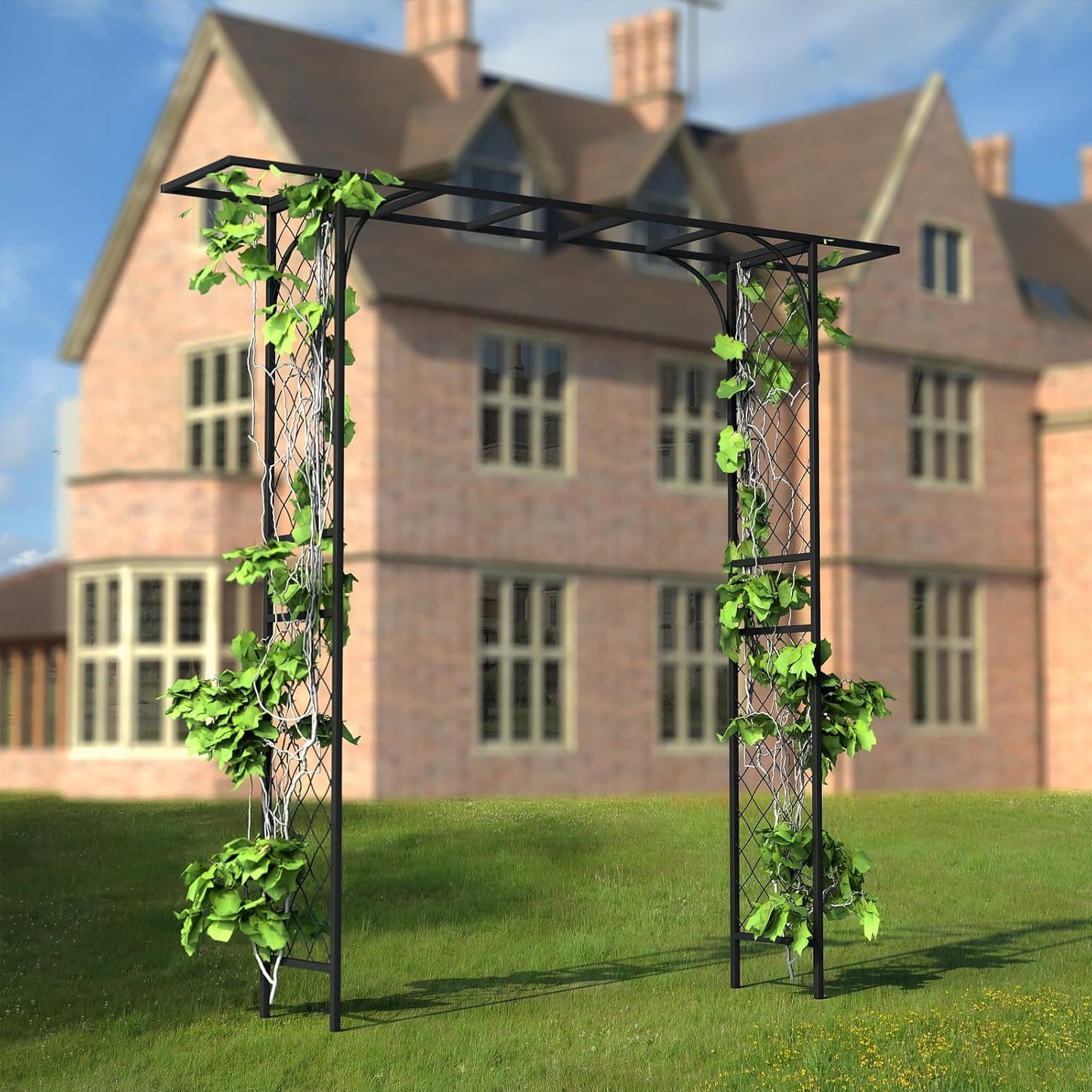 Zhongma Metal Garden Arbor, 83.5'' High x 82.7'' Wide, Outdoor Arch for Climbing Plant, Decorations Pergola