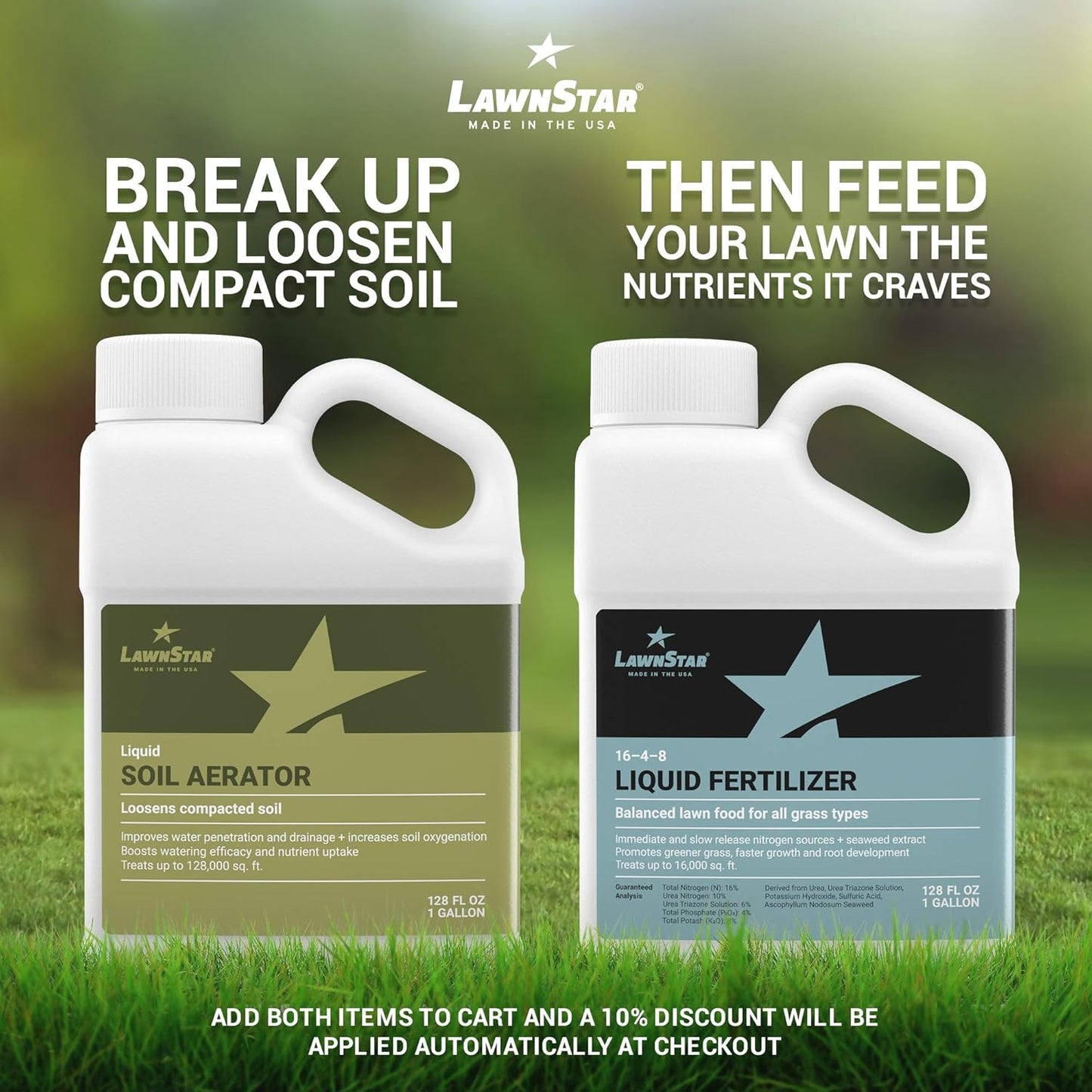 Balanced 16-4-8 Nutrient Liquid Fertilizer (1 Gallon) - Premium Lawn Food, NPK with Added Seaweed Extract, Treats Common Deficiencies, Safe for All Grass Types