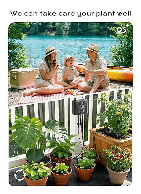 Solar Drip Irrigation System with USB Charging, 49FT Indoor Outdoor Plant Watering Devices for 15 Potted Plants, Automatic Watering System IP44 Waterproof 2200mAh for Garden Farm Greenhouse(Black)