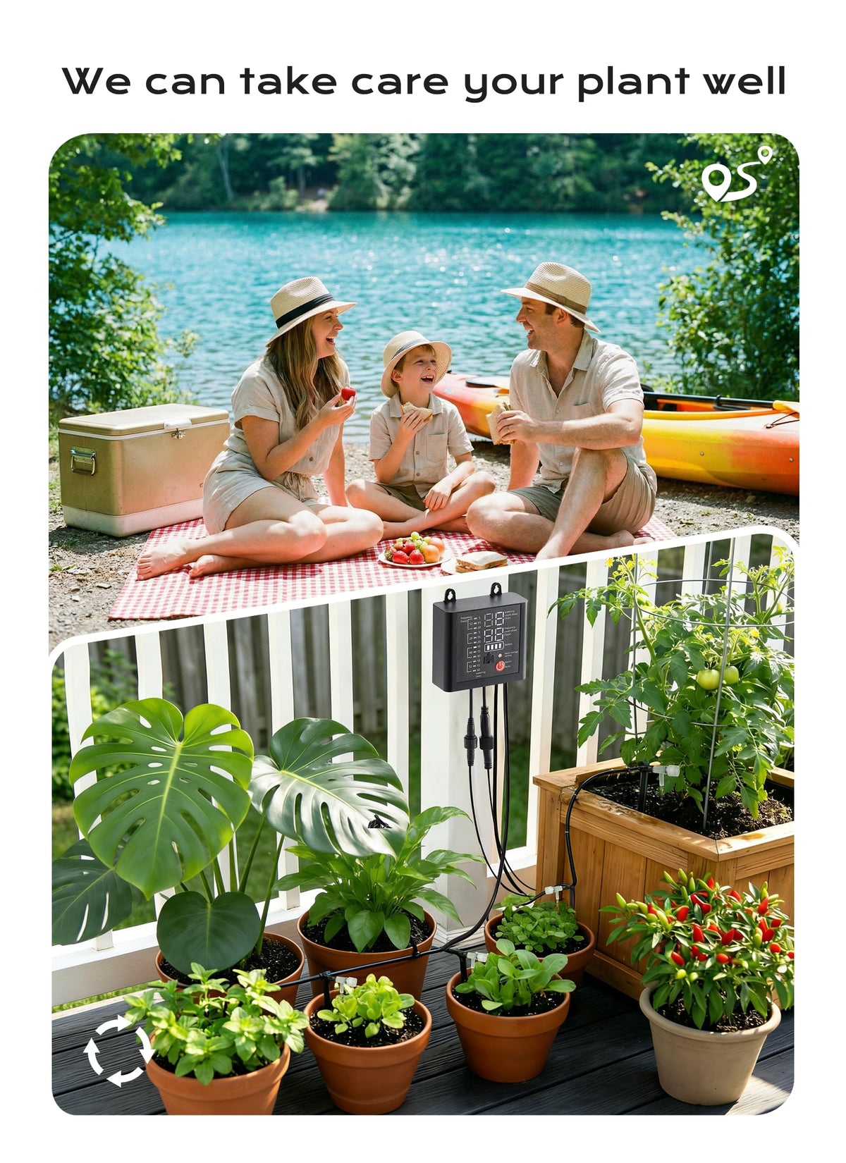 49ft Solar Drip Irrigation System with USB Charging for 15 Potted Plants