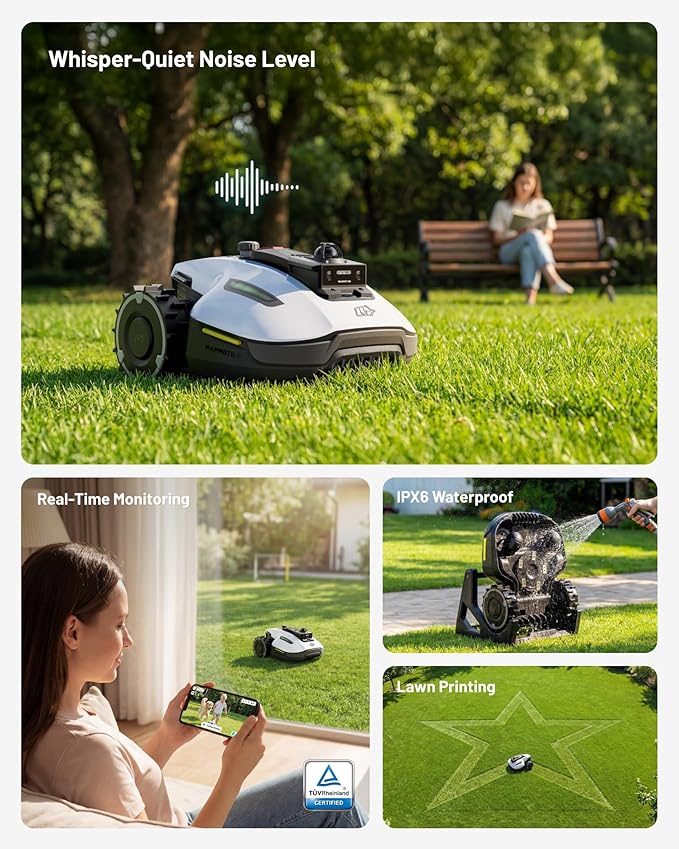 (2026 Upgrade) Mammotion YUKA mini 2 1000H Robotic Lawn Mower with Garage, for 0.25 Acre, 360° LiDAR + AI Vision, 45% Slope, DropMow, Smart Battery Management,Cutting Heights 2.0"-3.5"