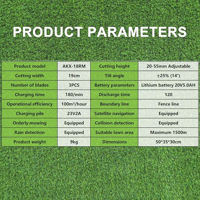 Robot Lawn Mower, Automatic Robot Mower, Self-Charging APP Connected Mowing Robot, Maximum 1500m Lawn Area