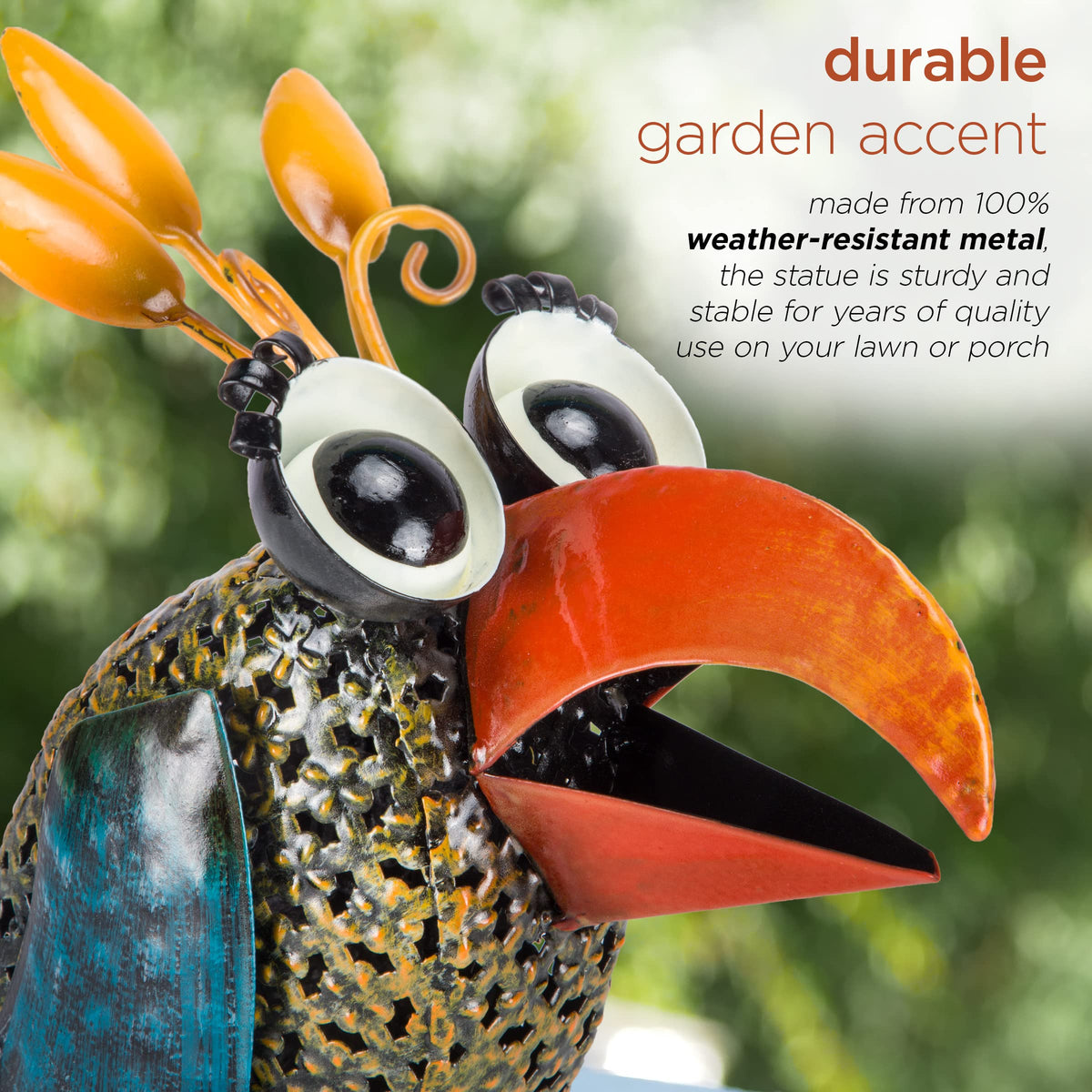 12" Tall Outdoor Metal Wide (12" Multicolor Bird)