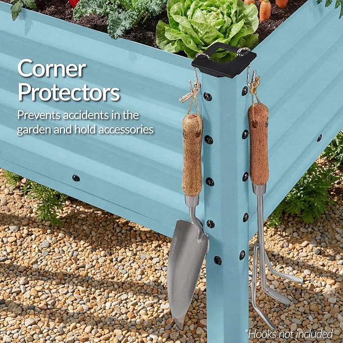 Best Choice Products 48x24x30in Galvanized Raised Garden Bed, Metal Elevated Planter Box, Vegetable Garden for Backyard, Patio, Balcony - Mist Blue