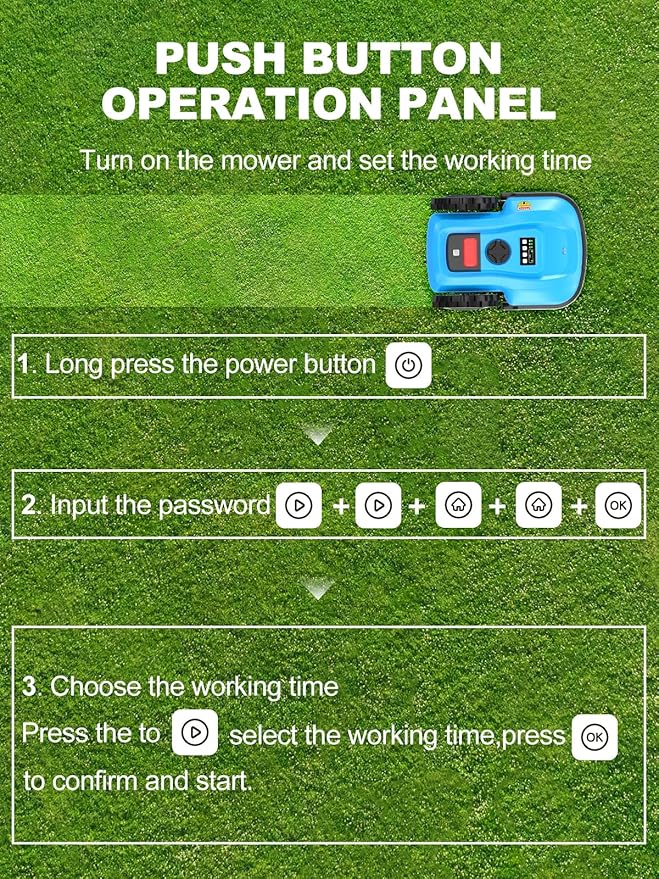 Robotic Lawn Mower 1/2 Acre/21,000 Sq.Ft, Automatic Lawnmower for Lawn 47% Slope, Cut Height 0.8"-2.4", APP Control, 100 Mins Runtime