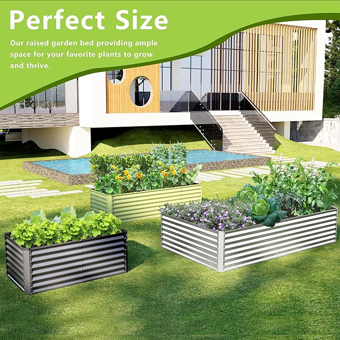 2PCS 4x2x2FT Galvanized Raised Garden Bed,Galvanized Planter Boxes Outdoor, Large Metal Raised Garden Beds for Vegetables-Green