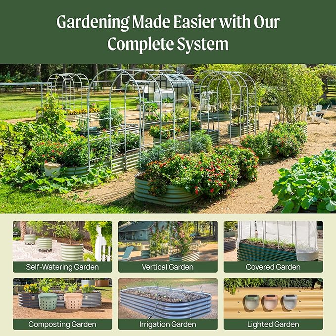 Vego garden Raised Garden Bed Kit, 17" Tall 4 in 1 Modular Metal Raised Garden Beds Kit, Metal Planter Box for Vegetables, Flowers, Herbs, Terra Cotta