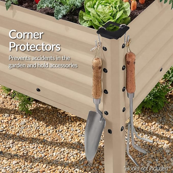 Best Choice Products 48x24x30in Galvanized Raised Garden Bed, Metal Elevated Planter Box, Vegetable Garden for Backyard, Patio, Balcony - Beige
