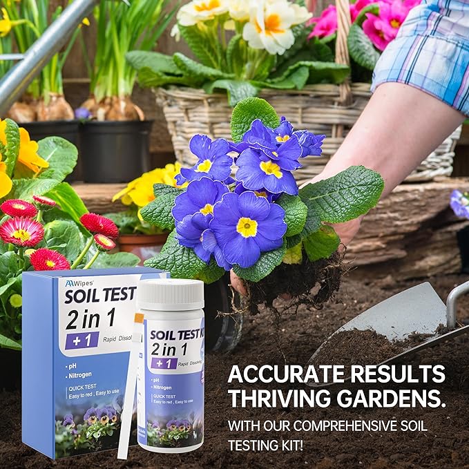 AAwipes Soil Test Kit pH & Nitrogen Tester for Garden Vegetable Nutrients Lawn Indoor & Outdoor 20 Strips (J03)