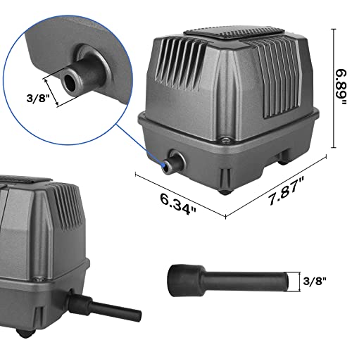 All-in-One Pond Aeration System - Koi Pond Aerator with Air Pump for 2000-5000 Gallons - Self-Sinking Airline, Flow Control, Rubber Air Diffuser