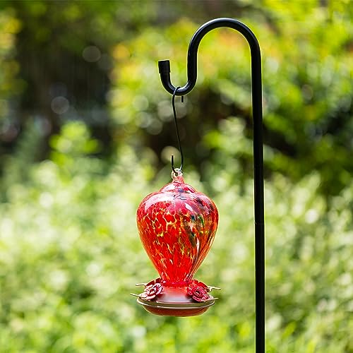 Gifts for Mom 34OZ Hand Blown Glass Hummingbird Feeders for Outdoors Hanging