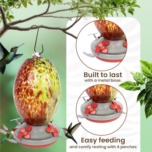 Glass Hummingbird Feeder for Outdoors