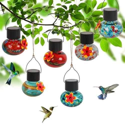 Solar Powered Hummingbird Feeder with Wind Chime Elegance