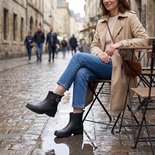 Women's Waterproof Short Rain Boots Ankle Rubber Garden Shoes