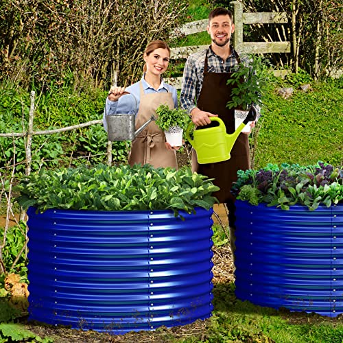 32" Tall Galvanized Raised Garden Bed for Flower Round Galvanized Planter Raised Bed Metal Raised Planter Bed