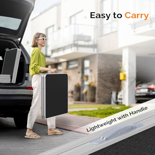 4FT White Folding Table with Carrying Handle Height Adjustable Lightweight Fold Up Portable for Indoor Outdoor Picnic (Black / 4ft)