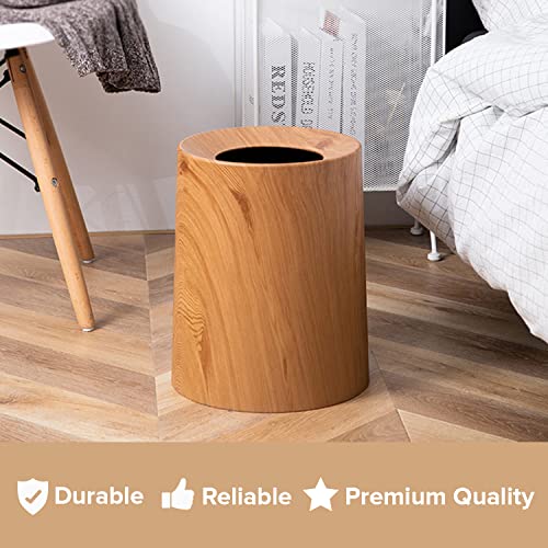 Anti Spill Nordic Wood Grain Look Waste Basket