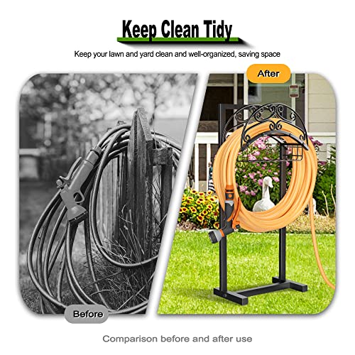 Garden Water Hose Holder with Storage Basket for Outside