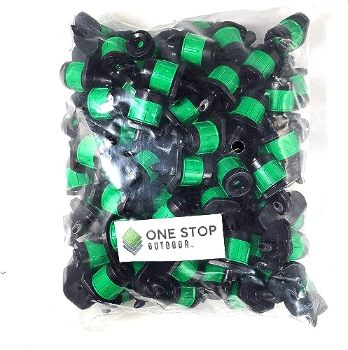 50-Pack) - 1/4" Inch 360 Degree Drip Emitter On 6" Stake Sprayer Adjustable Flow 0-20 GPH, Fits 1/4 (4-6mm) Irrigation Tubing - Micro Bubbler Drippers for Drip Irrigation (50 Pack Dripper on Barb) (50 Count)
