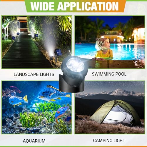 2 Sets Solar Spot Lights Outdoor 10.2ft Cable Landscape Lights Solar Spotlight Lawn Lights Solar Pond Lights Auto On (2 Count)