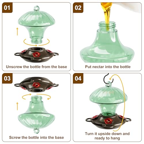 Glass Hummingbird Feeders for Outdoors Hanging