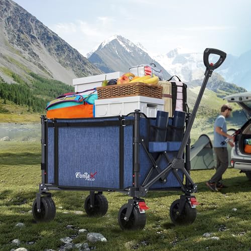 Collapsible Wagon Cart Foldable with Big Wheels Brakes