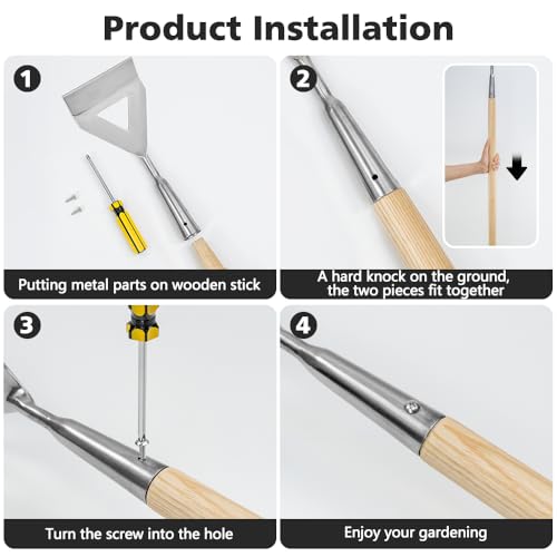 Dutch Hoe Stainless Steel Head with Wooden Handle Weeder