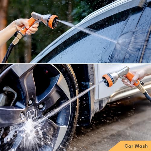 100% Metal Garden Hose Nozzle Sprayer with Ergonomic Handle