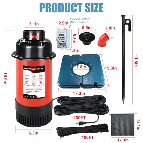 Pond Fountain Aerator F1 1HP 750W 15000GPH Floating Fountains Pump
