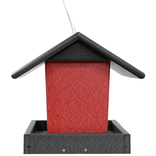 Poly Hanging Hopper Bird Feeder (Black & Red / Hanging)