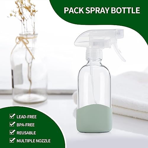 8 Oz Empty Clear Glass Spray Bottles with Silicone Sleeve Protection Refillable Containers for Cleaning Solutions