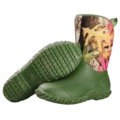 Women's Mid Calf Neoprene Rain Boots Roll Down Rubber Shoes