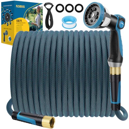Non Expandable Garden Hose 100 FT (Blue / 100ft)