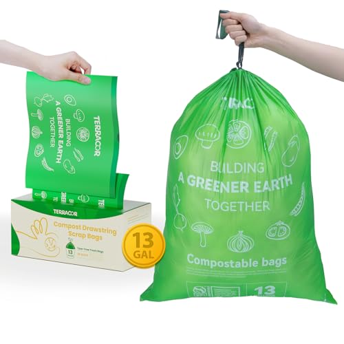 13 Gallon Compostable Trash Bags Drawstring (35 Count)