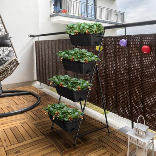 Vertical Garden Planter 4 Tier Planters for Outdoor Plants Vertical Raised Garden Bed with Drainage Holes Herb Garden Planter Outdoor Indoor Patio Yard Balcony