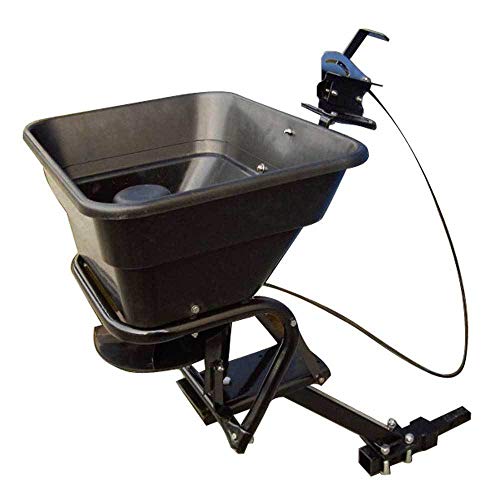 12V 80 Pound Capacity Grass Seed Fertilizer Spreader with Hitch Mount Receiver and Rain Protector for ATV