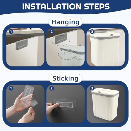 3 Pack Hanging Trash Can with Lid (3 Count)