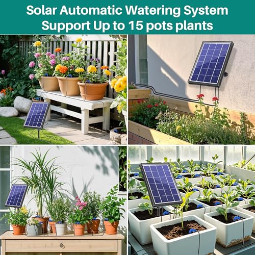 4W Solar Drip Irrigation System with Battery for 15 Potted Plants